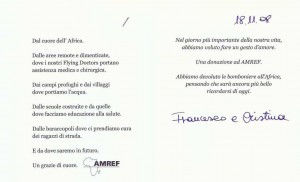 La bomboniera di Francesco e Cristina in beneficenza...